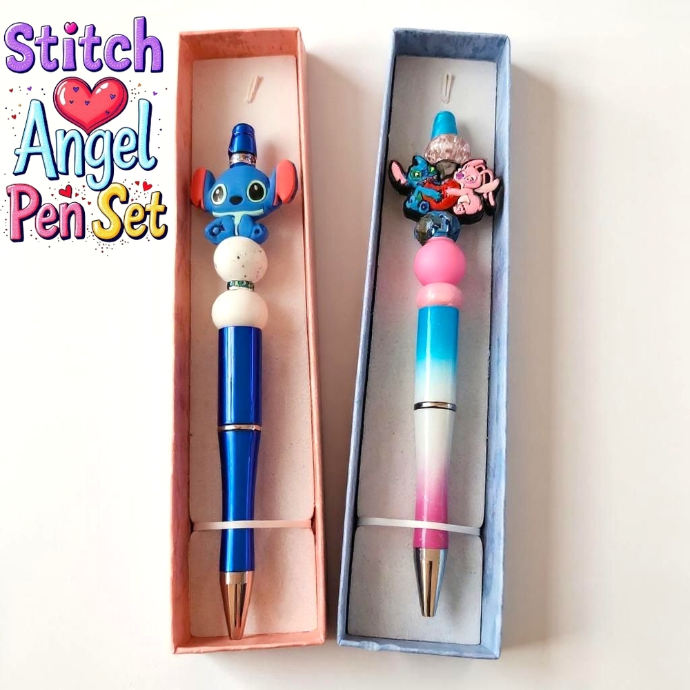 Disney's Stitch & Angel Beaded Rhinestone Pen Set - Gift Box Included